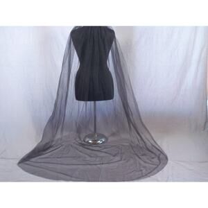 Black Cathedral Cut Edge Bridal Wedding Veil with Comb Costume Goth Gothic veil